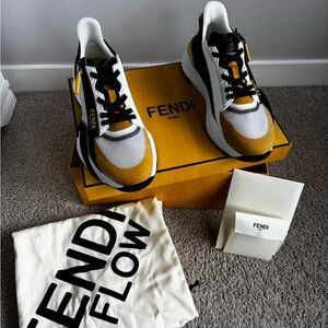 Brand New Fendi Flow Men's Yellow and Black Sneakers